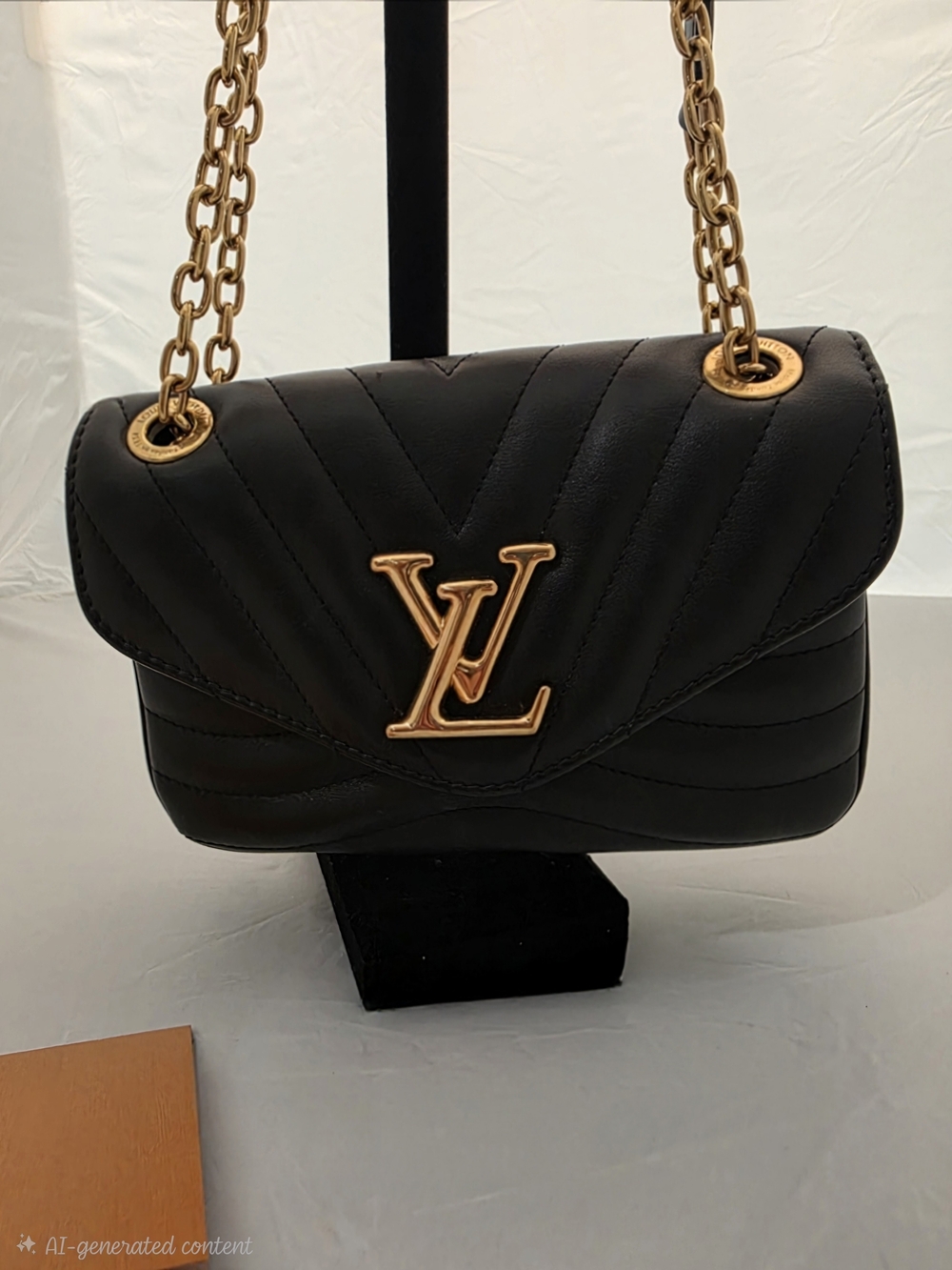 Louis Vuitton Black New WAVE PM quilted Leather Shoulder  Bag with Gold Hardware